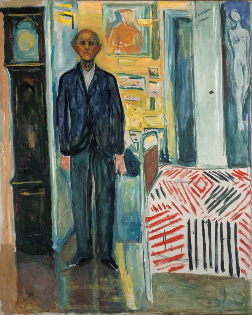 Edvard Munch: „Selbstbildnis. Zwischen Uhr und Bett“, 1940–43 © Munch Museum